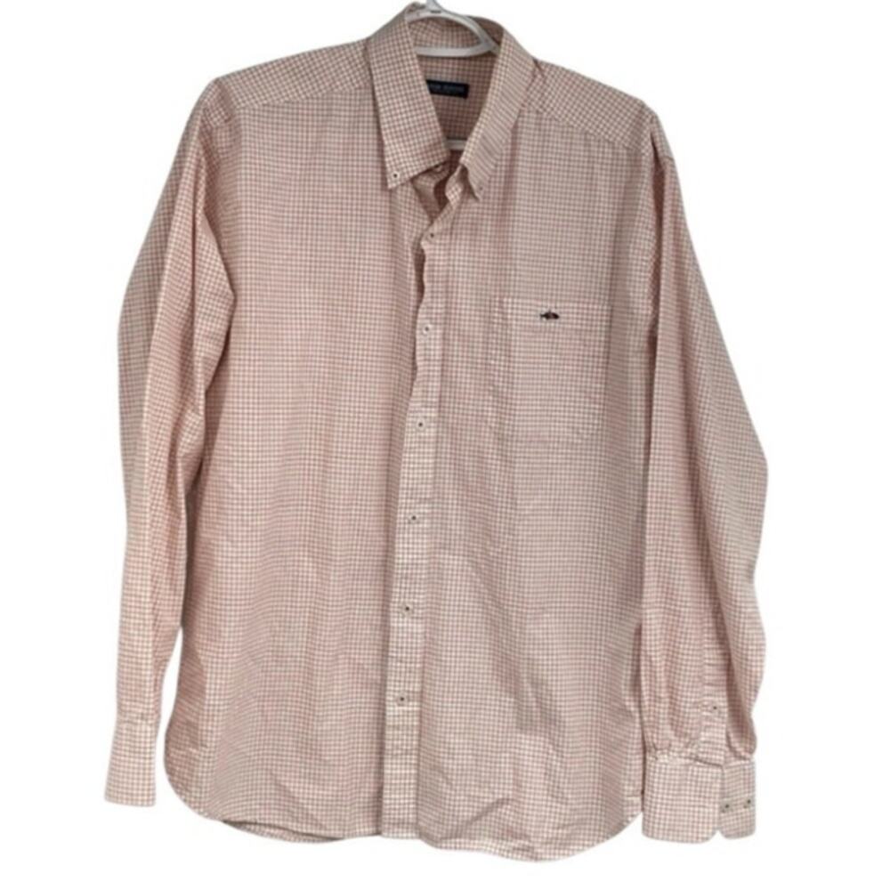 Fish Hippie Orange Checked Long Sleeve Button Down Large - Picture 2 of 6